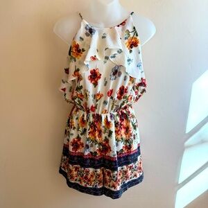 Blue Rain Boho Sleeveless White Floral Women’s Romper Playsuit S